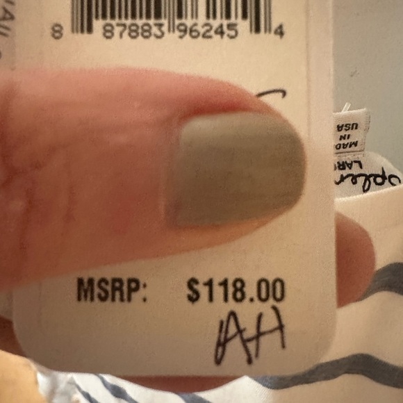 Splendid Sky Blue and White Striped 3/4 Sleeve Length - Picture 4 of 5